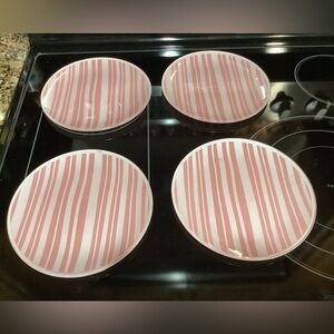 Temp-Tations Pink Striped Dessert/Salad Plates Set of 4 NWT